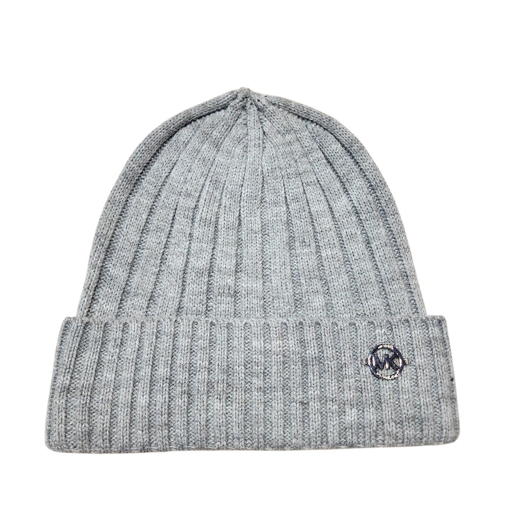 Michael Michael Kors Knit Beanie Hat Ribbed Cuffed‎ Winter Warm Gray One Size